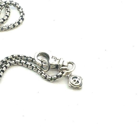 David Yurman Carnelian Diamonds Chain Necklace 16" 7 mm Silver Estate DY658 - Picture 4 of 8